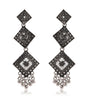 Handmade Oxidized Silver Geometric Dangle Earrings – Ethnic Tribal Boho Jewelry for Women (BLACKLUXE CRAFTS) - BLACKLUXECRAFTS