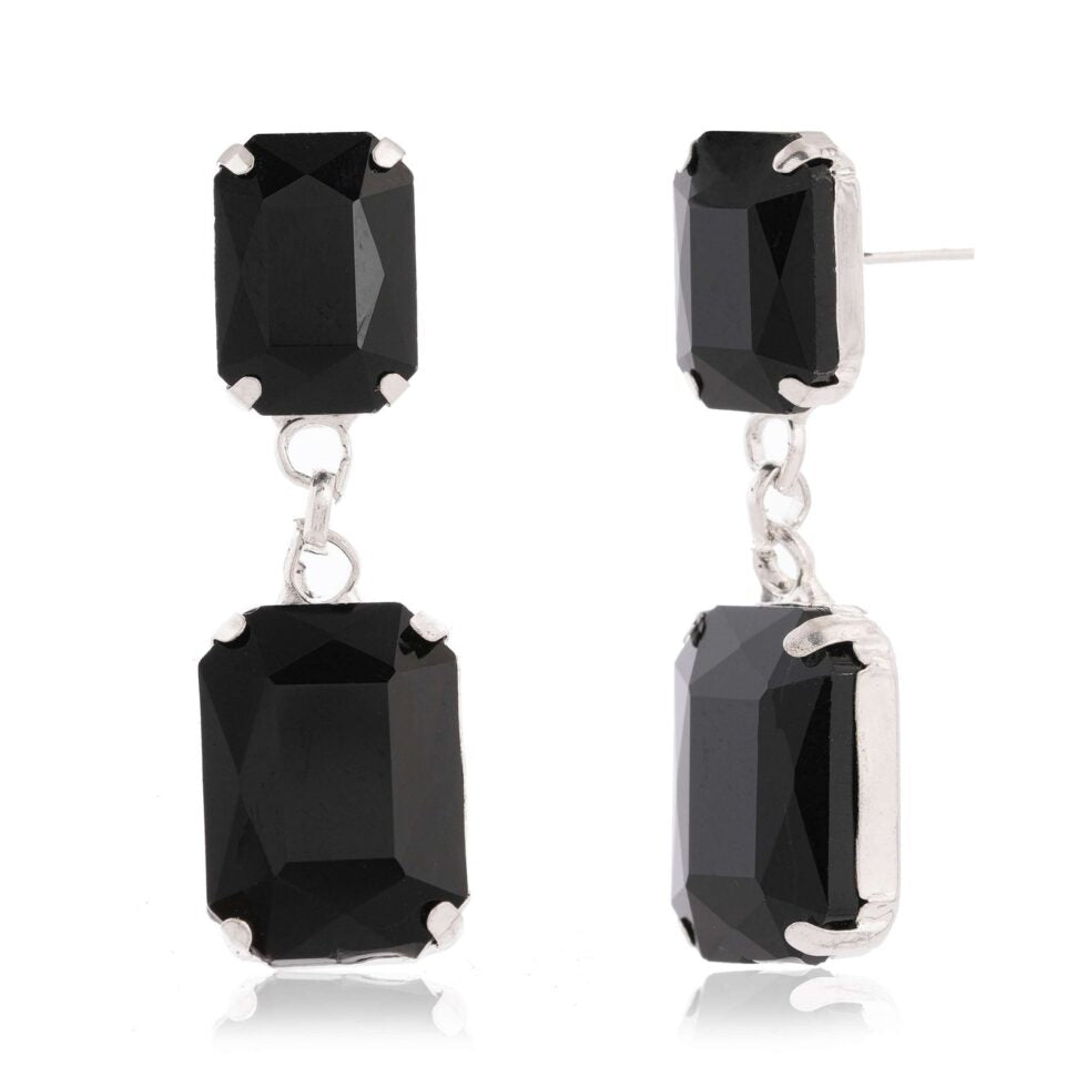 Black Crystal Double Rectangle Drop Earrings for Women – Elegant Statement Dangle Jewelry, Evening & Party Accessories
(BLACKLUXE CRAFTS) - BLACKLUXECRAFTS