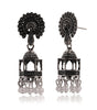 Handcrafted Oxidized Silver Jhumka Earrings – Indian Temple Dome Design with Pearl Beads (BLACKLUXE CRAFTS) - BLACKLUXECRAFTS