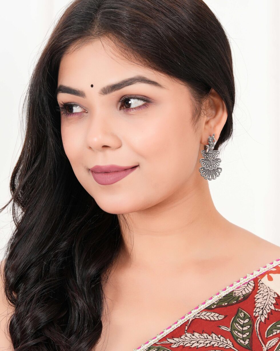 Handcrafted Oxidized Silver Peacock Earrings – Indian Ethnic Boho Jewelry for Women (BLACKLUXE CRAFTS) - BLACKLUXECRAFTS