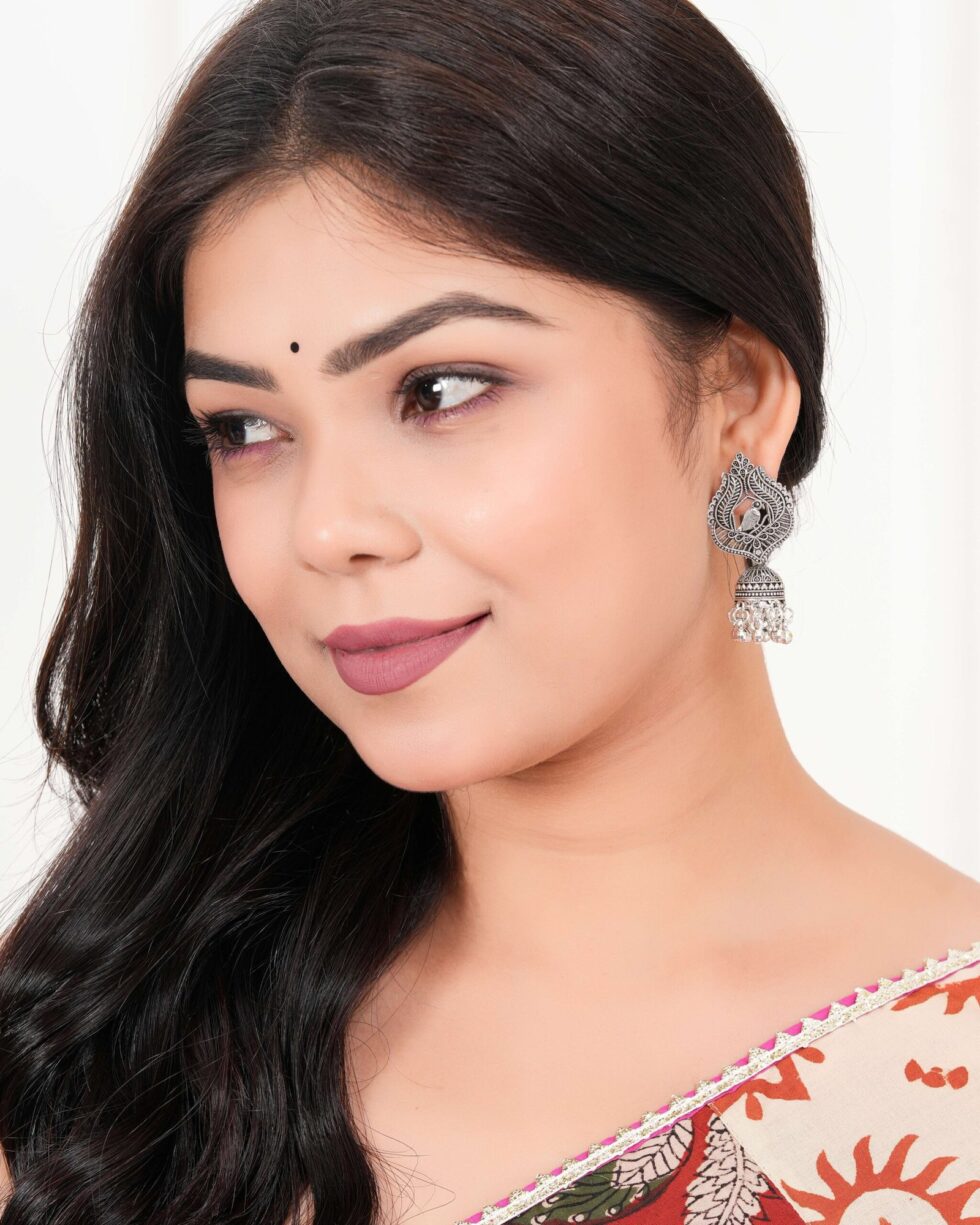 Handcrafted Oxidized Silver Bird Motif Earrings – Indian Ethnic Jhumka Dangle Jewelry for Women (BLACKLUXE CRAFTS) - BLACKLUXECRAFTS
