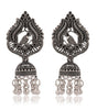 Handcrafted Oxidized Silver Bird Motif Earrings – Indian Ethnic Jhumka Dangle Jewelry for Women (BLACKLUXE CRAFTS) - BLACKLUXECRAFTS