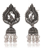 Handcrafted Oxidized Silver Bird Motif Earrings – Indian Ethnic Jhumka Dangle Jewelry for Women (BLACKLUXE CRAFTS) - BLACKLUXECRAFTS