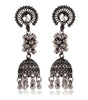 Handcrafted Oxidized Silver Peacock Jhumka Earrings – Indian Ethnic Boho Dangle Jewelry for Women (BLACKLUXE CRAFTS) - BLACKLUXECRAFTS