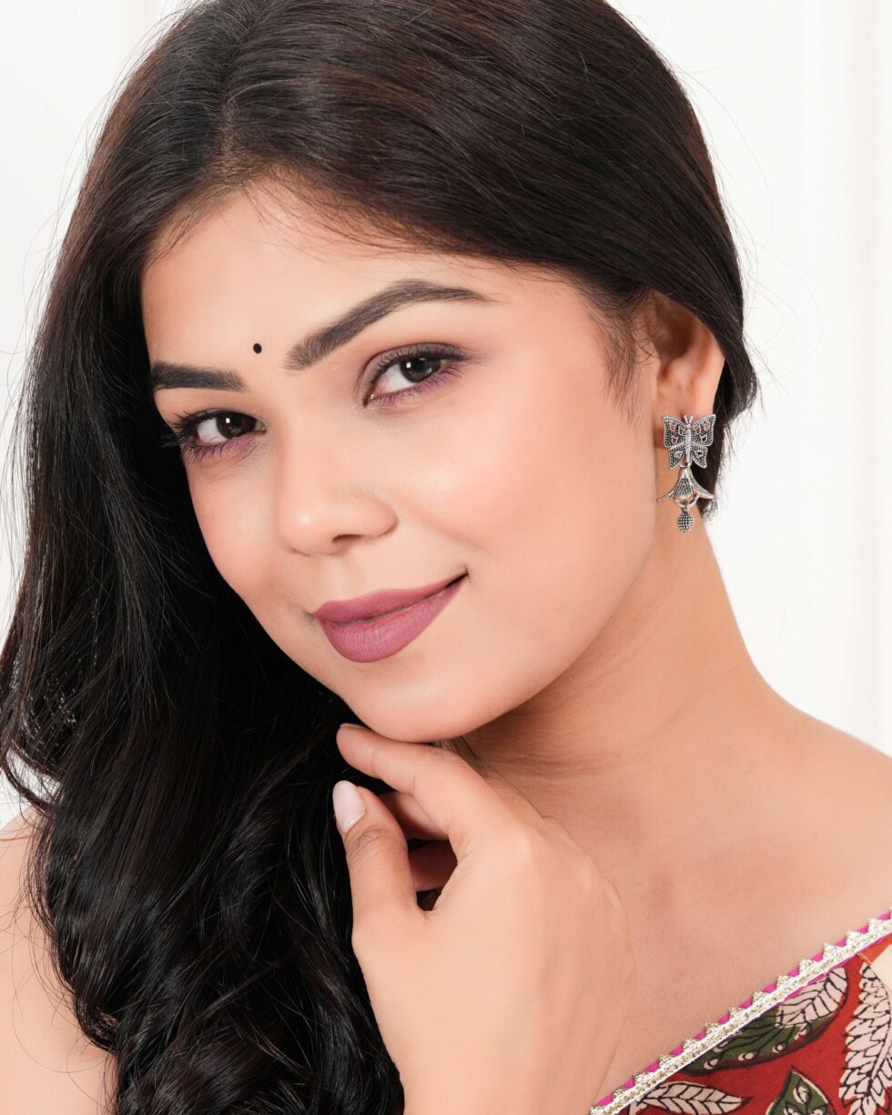 Handcrafted Oxidized Silver Butterfly Earrings – Boho Floral Dangle Ethnic Jewelry for Women (BLACKLUXE CRAFTS) - BLACKLUXECRAFTS