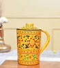 Handmade Indian Hand-Painted Floral Metal Water Jug with Lid – Vintage Ethnic Pitcher for Home & Kitchen (BLACKLUXE CRAFTS) - BLACKLUXECRAFTS