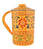 Handmade Indian Hand-Painted Floral Metal Water Jug with Lid – Vintage Ethnic Pitcher for Home & Kitchen (BLACKLUXE CRAFTS) - BLACKLUXECRAFTS