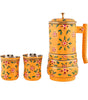 Handmade Rajasthani Hand-Painted Yellow Floral Metal Water Jug Set with 2 Glasses – Traditional Indian Drinkware for Home & Gifting (BLACKLUXE CRAFTS) - BLACKLUXECRAFTS