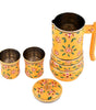 Handmade Rajasthani Hand-Painted Yellow Floral Metal Water Jug Set with 2 Glasses – Traditional Indian Drinkware for Home & Gifting (BLACKLUXE CRAFTS) - BLACKLUXECRAFTS