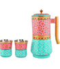 Handmade Rajasthani Hand-Painted Pink & Turquoise Floral Metal Water Jug Set with 2 Glasses – Traditional Indian Drinkware & Home Décor (BLACKLUXE CRAFTS) - BLACKLUXECRAFTS