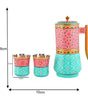Handmade Rajasthani Hand-Painted Pink & Turquoise Floral Metal Water Jug Set with 2 Glasses – Traditional Indian Drinkware & Home Décor (BLACKLUXE CRAFTS) - BLACKLUXECRAFTS