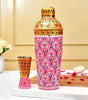 Handmade Rajasthani Hand-Painted Pink Floral Metal Cocktail Shaker Set with Glass – Ethnic Barware for Home & Parties
(BLACKLUXE CRAFTS) - BLACKLUXECRAFTS