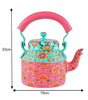 Handmade Rajasthani Hand-Painted Pink & Turquoise Floral Metal Decorative Kettle – Ethnic Indian Teapot for Home Décor & Gifting (BLACKLUXE CRAFTS) - BLACKLUXECRAFTS