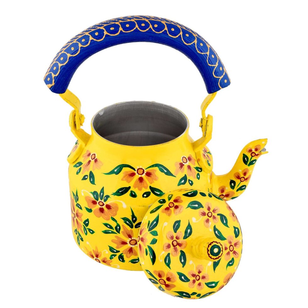 Handmade Rajasthani Hand-Painted Yellow Floral Metal Decorative Kettle – Ethnic Indian Teapot for Home, Kitchen & Café Décor
(BLACKLUXE CRAFTS) - BLACKLUXECRAFTS