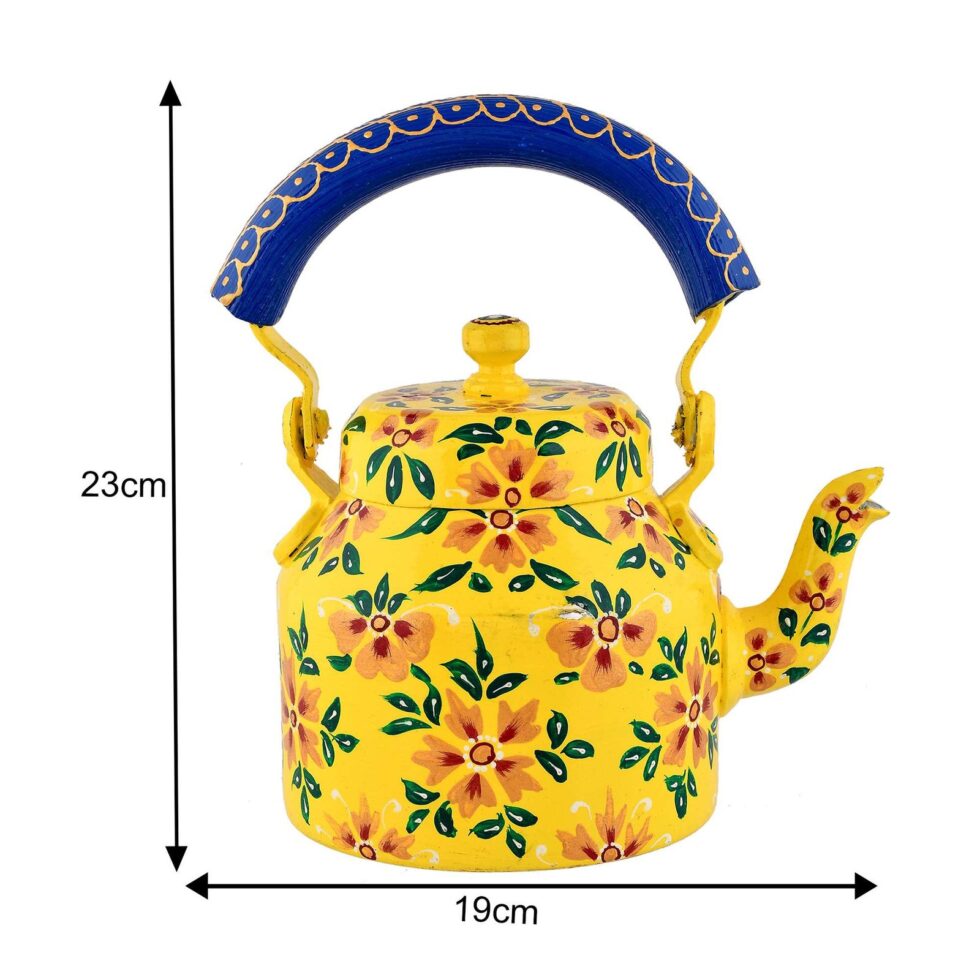 Handmade Rajasthani Hand-Painted Yellow Floral Metal Decorative Kettle – Ethnic Indian Teapot for Home, Kitchen & Café Décor
(BLACKLUXE CRAFTS) - BLACKLUXECRAFTS