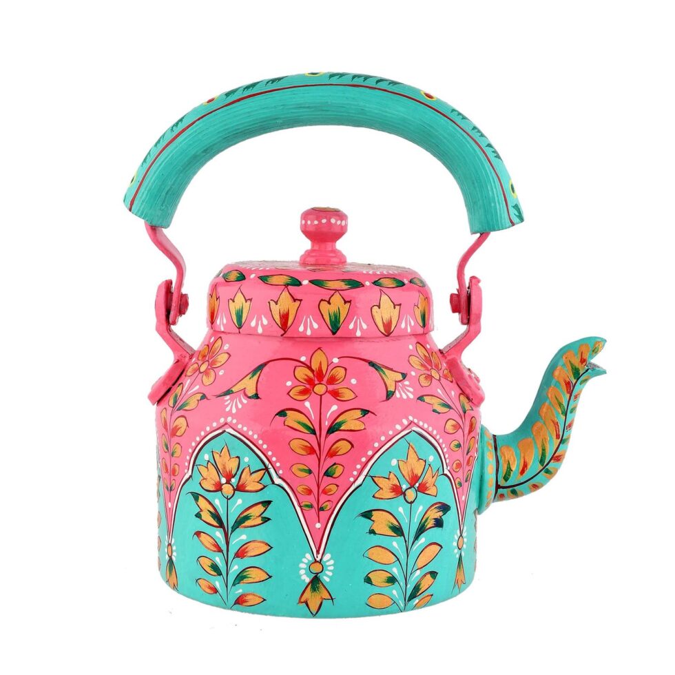 Hand-Painted Decorative Tea Kettle – Colorful Indian Floral Art, Vintage Tableware, Boho Home Decor Gift (BLACKLUXE CRAFTS) - BLACKLUXECRAFTS