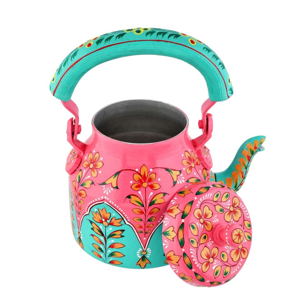 Hand-Painted Decorative Tea Kettle – Colorful Indian Floral Art, Vintage Tableware, Boho Home Decor Gift (BLACKLUXE CRAFTS) - BLACKLUXECRAFTS