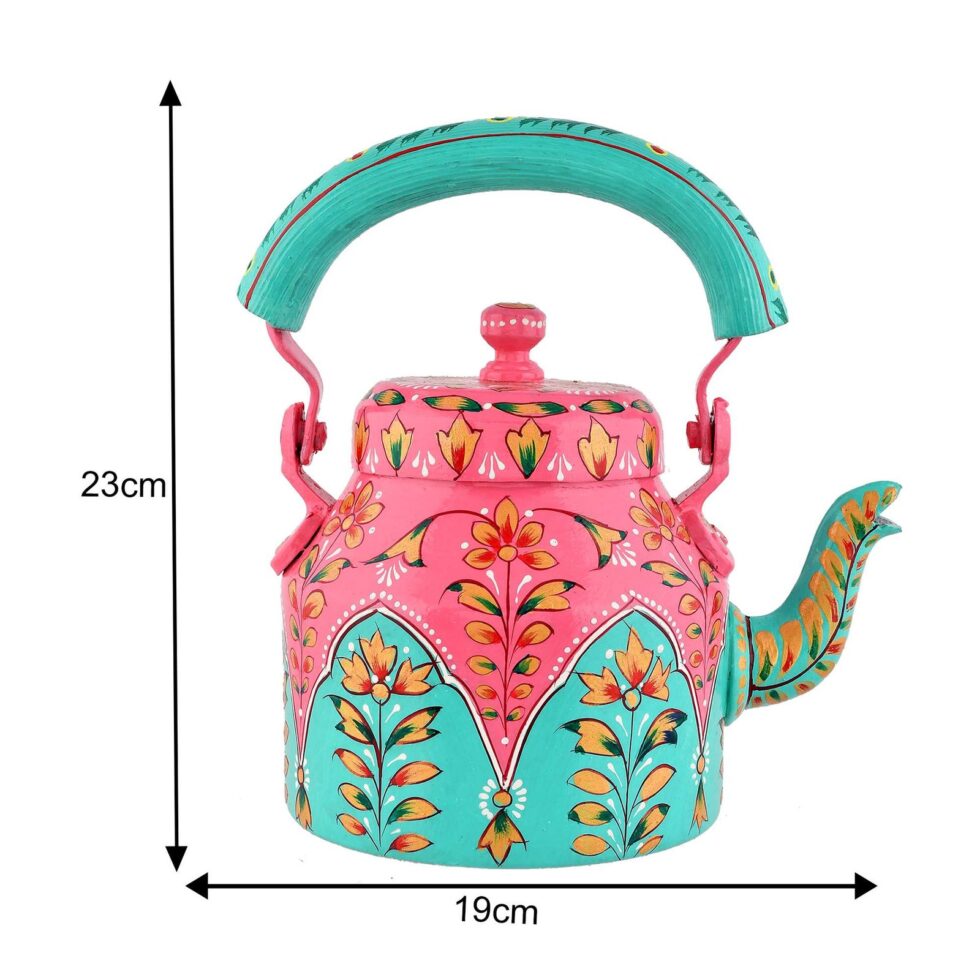 Hand-Painted Decorative Tea Kettle – Colorful Indian Floral Art, Vintage Tableware, Boho Home Decor Gift (BLACKLUXE CRAFTS) - BLACKLUXECRAFTS