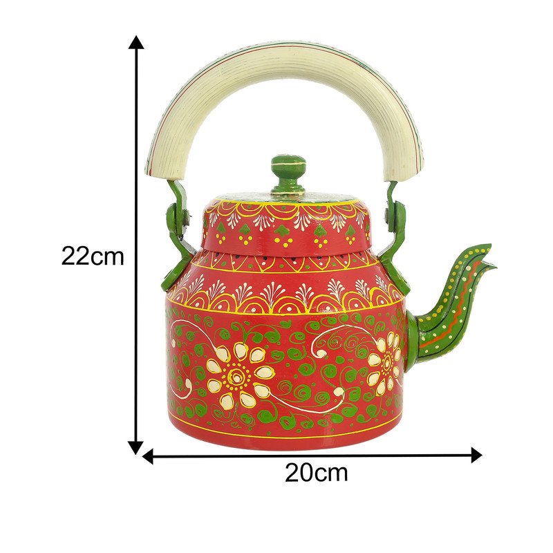 Hand-Painted Tea Kettle with Glasses & Cart Tray – Indian Vintage Chai Set, Ethnic Boho Home Décor & Gift
(BLACKLUXE CRAFTS) - BLACKLUXECRAFTS
