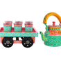 Hand-Painted Tea Kettle with Glasses & Wooden Cart Tray – Colorful Indian Chai Set, Boho Ethnic Home Décor Gift
(BLACKLUXE CRAFTS) - BLACKLUXECRAFTS