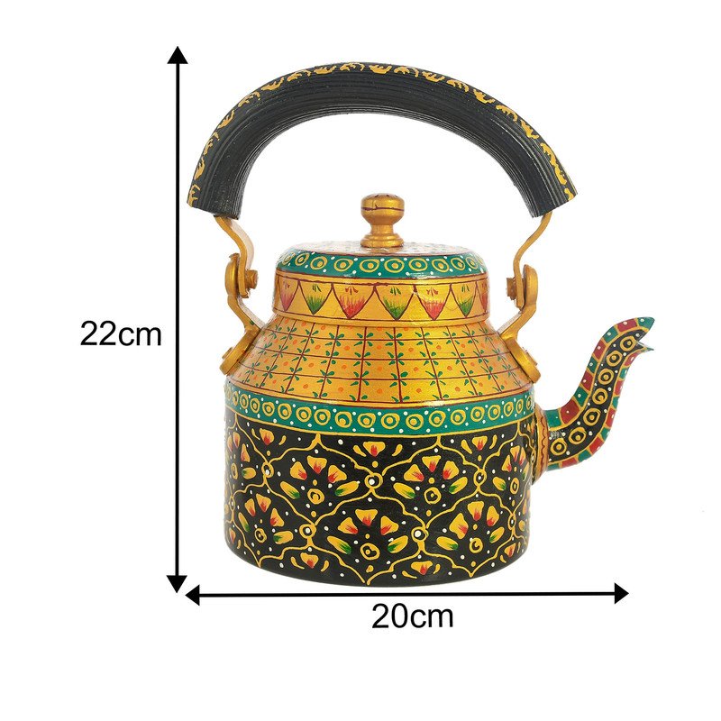 Hand-Painted Indian Tea Set with Kettle, 4 Glasses & Wooden Cart Holder – Traditional Ethnic Kitchen & Home Décor
(BLACKLUXE CRAFTS) - BLACKLUXECRAFTS