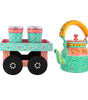 Hand-Painted Indian Tea Set with Kettle, 4 Glasses & Wooden Cart Holder – Pink & Turquoise Ethnic Kitchen & Home Décor
(BLACKLUXE CRAFTS) - BLACKLUXECRAFTS