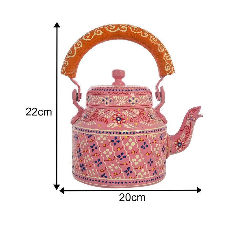 Hand-Painted Pink Indian Tea Set with Kettle, 4 Glasses & Wooden Cart Holder – Ethnic Handmade Kitchen & Home Décor
(BLACKLUXE CRAFTS) - BLACKLUXECRAFTS