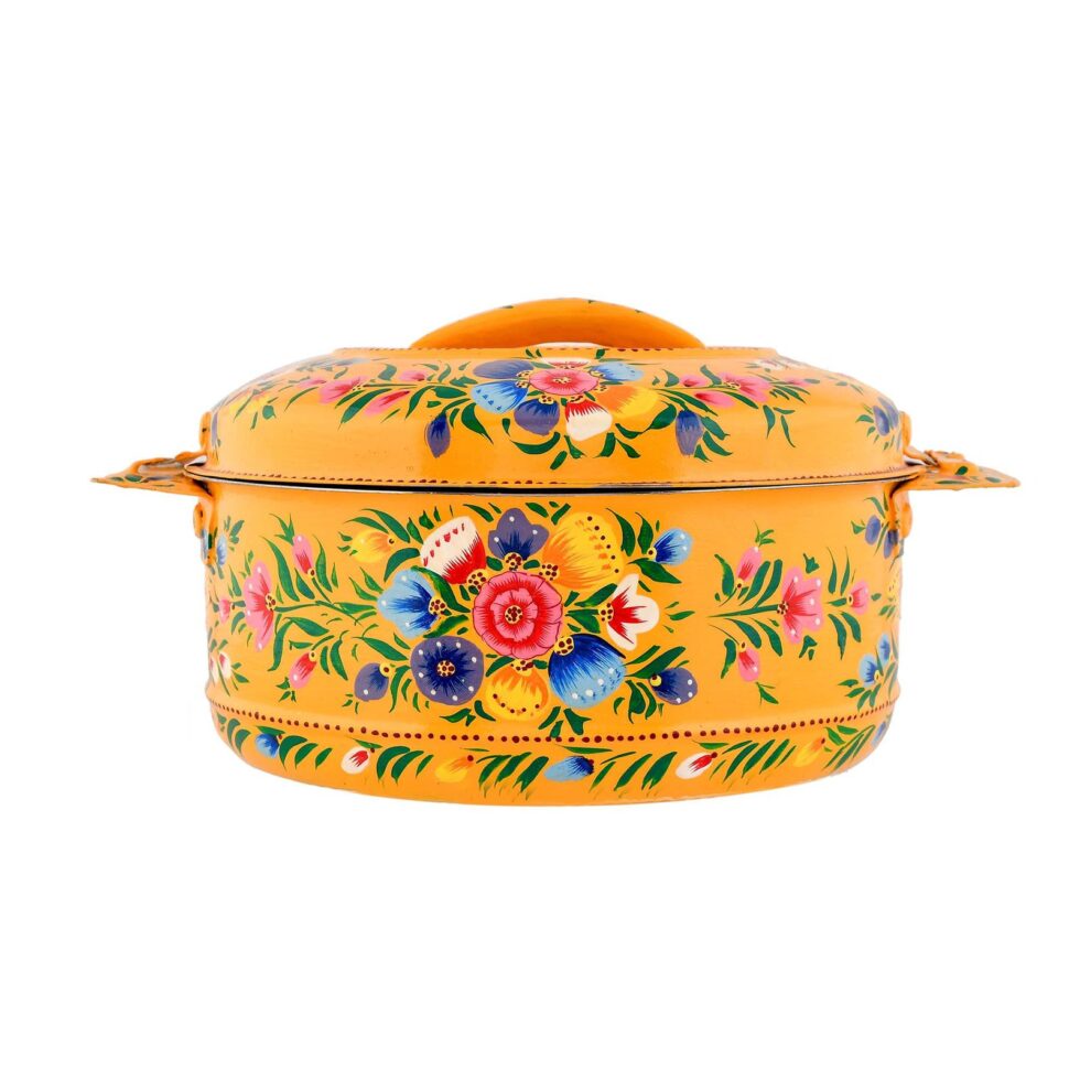 Hand-Painted Yellow Floral Serving Bowl with Lid & Spoon – Traditional Indian Handmade Tableware
(BLACKLUXE CRAFTS) - BLACKLUXECRAFTS