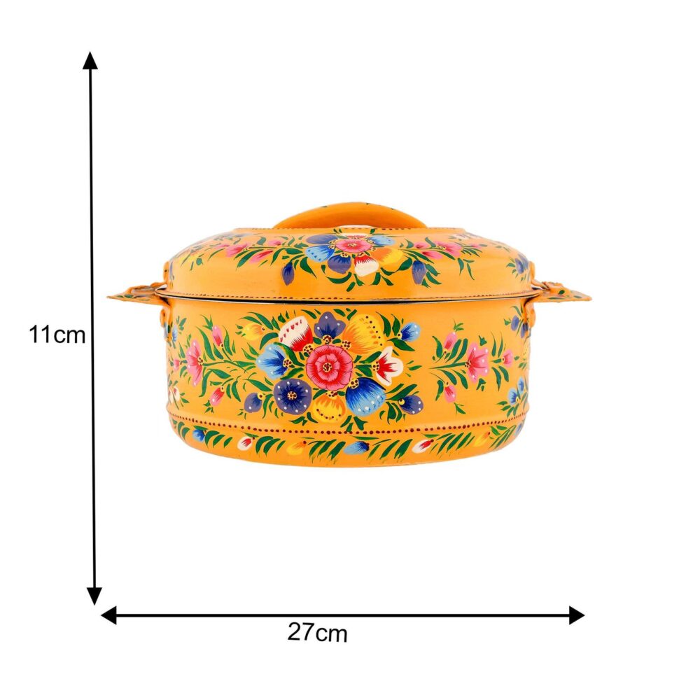 Hand-Painted Yellow Floral Serving Bowl with Lid & Spoon – Traditional Indian Handmade Tableware
(BLACKLUXE CRAFTS) - BLACKLUXECRAFTS