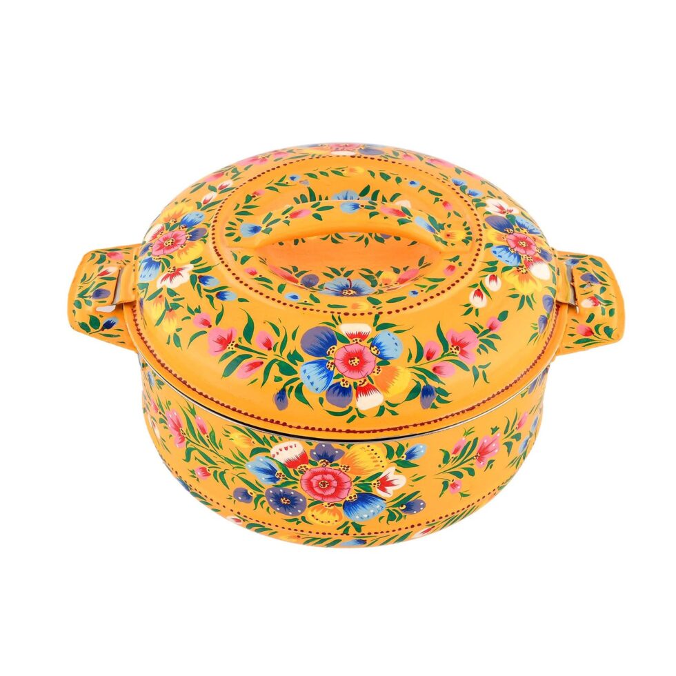 Hand-Painted Yellow Floral Serving Bowl with Lid & Spoon – Traditional Indian Handmade Tableware
(BLACKLUXE CRAFTS) - BLACKLUXECRAFTS