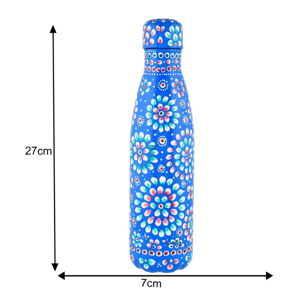 Hand-Painted Aluminium Water Bottle – Eco-Friendly Reusable Metal Flask with Mandala Floral Design (Blue)
(BLACKLUXE CRAFTS) - BLACKLUXECRAFTS