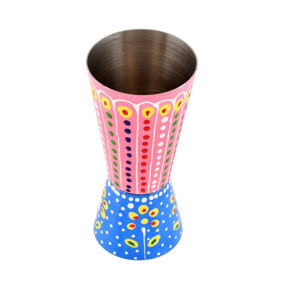 Hand-Painted Aluminium Jigger – Double-Sided Cocktail Measuring Cup for Bartenders & Home Bar (Pink & Blue Floral)
(BLACKLUXE CRAFTS) - BLACKLUXECRAFTS