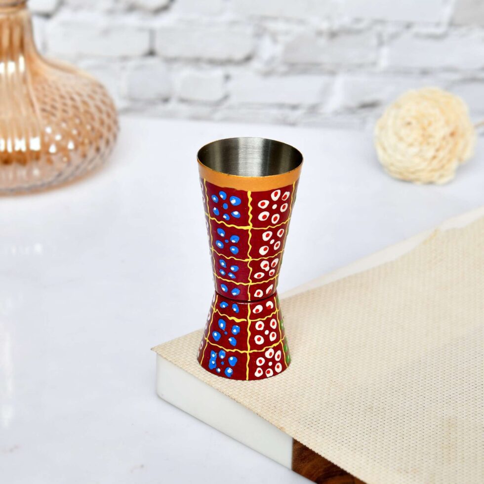 Handmade Aluminium Tumbler – Rajasthani Lacquer Painted Drinking Glass | Traditional Indian Art Cup (BLACKLUXE CRAFTS) - BLACKLUXECRAFTS