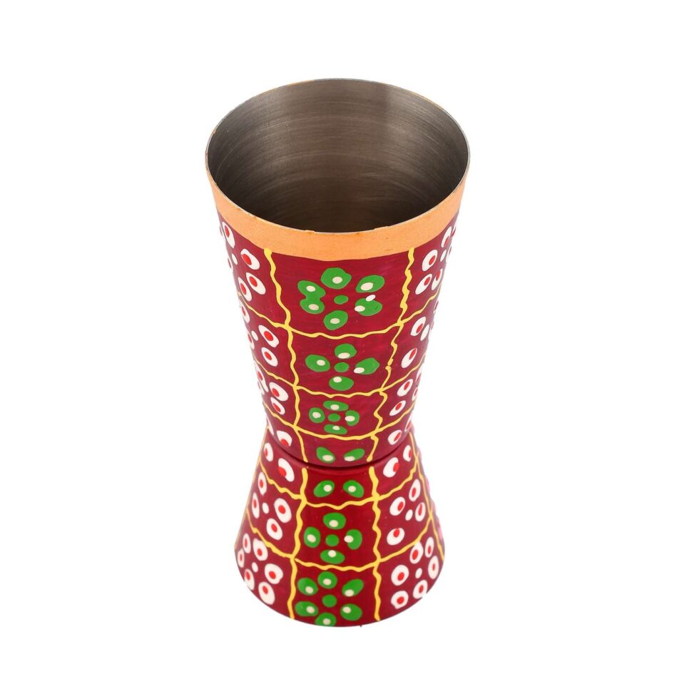 Handmade Aluminium Tumbler – Rajasthani Lacquer Painted Drinking Glass | Traditional Indian Art Cup (BLACKLUXE CRAFTS) - BLACKLUXECRAFTS