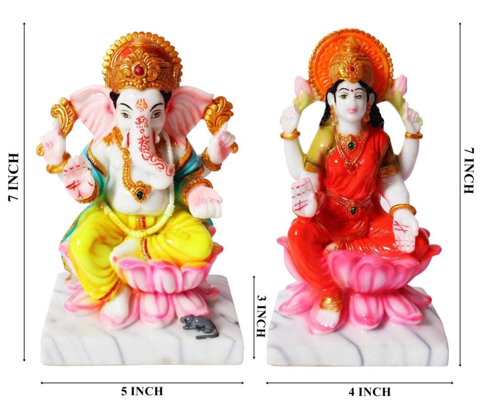 Lord Ganesha and Goddess Lakshmi Idol Set | Hindu God Figurines for Home Décor & Puja (BLACKLUXE CRAFTS - BLACKLUXECRAFTS
