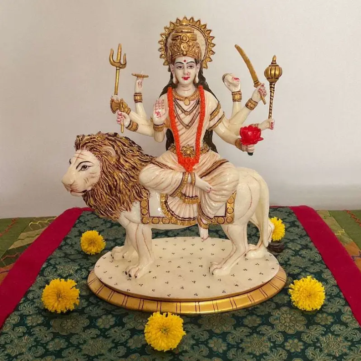 Goddess Durga Idol on Lion – Hindu Mata Statue for Navratri, Pooja, Temple & Spiritual Home Decor (BLACKLUXE CRAFTS) - BLACKLUXECRAFTS