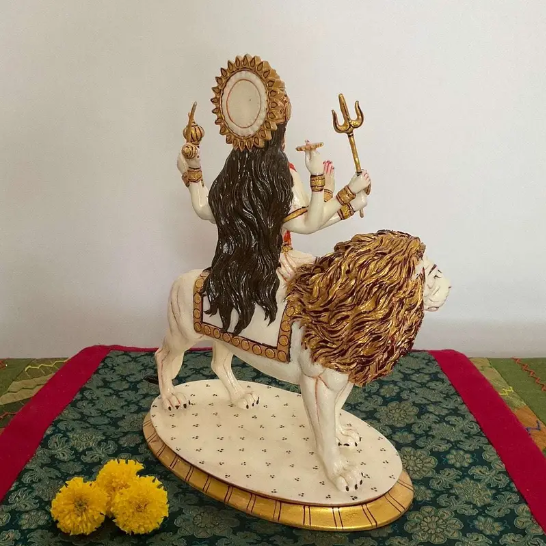 Goddess Durga Idol on Lion – Hindu Mata Statue for Navratri, Pooja, Temple & Spiritual Home Decor (BLACKLUXE CRAFTS) - BLACKLUXECRAFTS