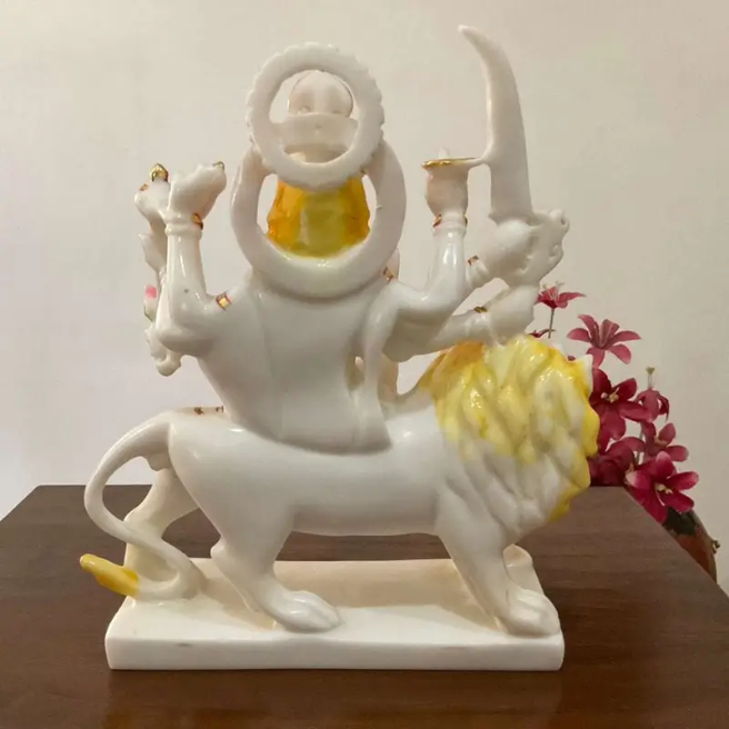Goddess Durga Idol on Lion – Multi-Armed Mata Murti for Navratri, Temple, Pooja & Spiritual Home Decor (BLACKLUXE CRAFTS) - BLACKLUXECRAFTS