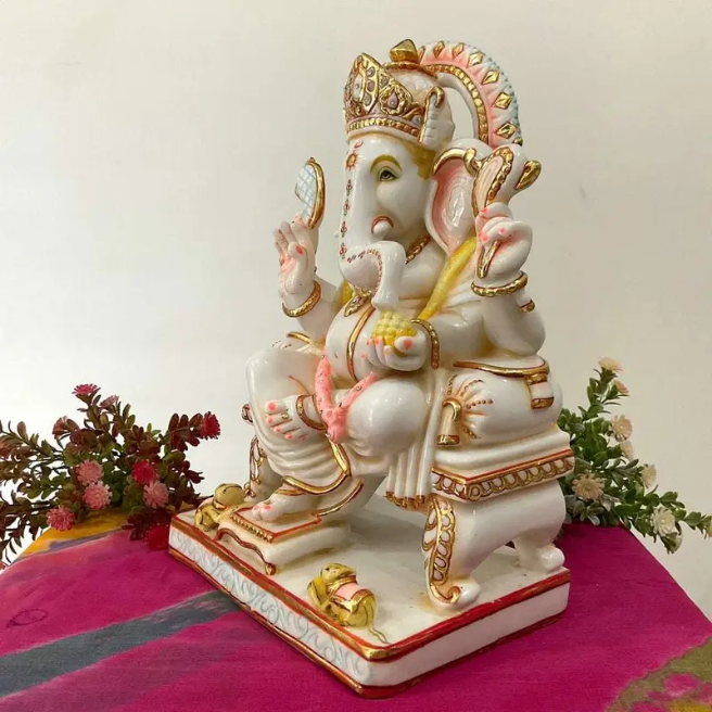 Lord Ganesha Idol – Hindu God Ganpati Statue for Home Temple, Pooja, Meditation & Spiritual Decor (BLACKLUXE CRAFTS) - BLACKLUXECRAFTS
