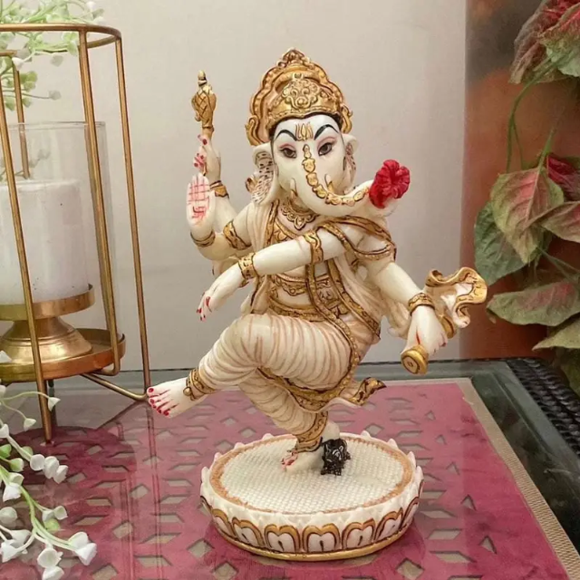 Handcrafted Dancing Lord Ganesha Idol – Resin Hindu Statue for Home Decor, Pooja & Gifts (BLACKLUXE CRAFTS) - BLACKLUXECRAFTS