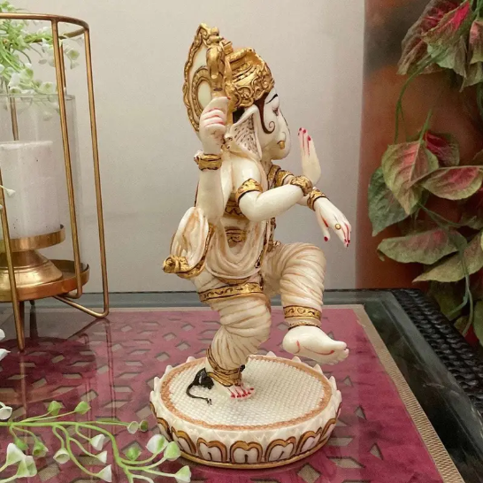 Handcrafted Dancing Lord Ganesha Idol – Resin Hindu Statue for Home Decor, Pooja & Gifts (BLACKLUXE CRAFTS) - BLACKLUXECRAFTS