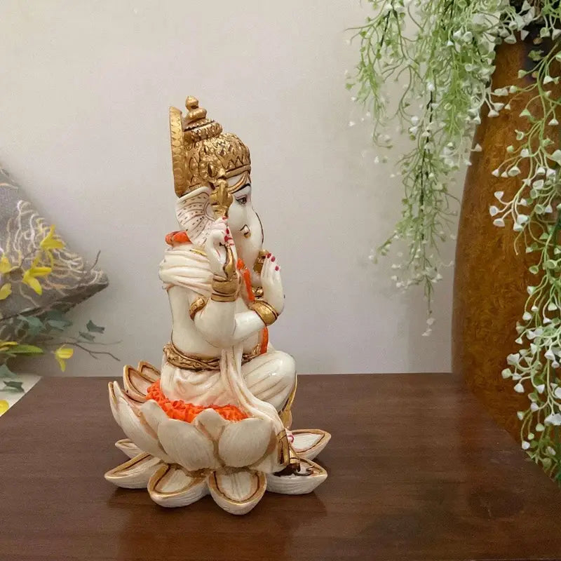 Handcrafted Lord Ganesha Idol for Home Decor, Pooja & Gifts – Resin Statue of Hindu Elephant God on Lotus
(BLACKLUXE CRAFTS) - BLACKLUXECRAFTS