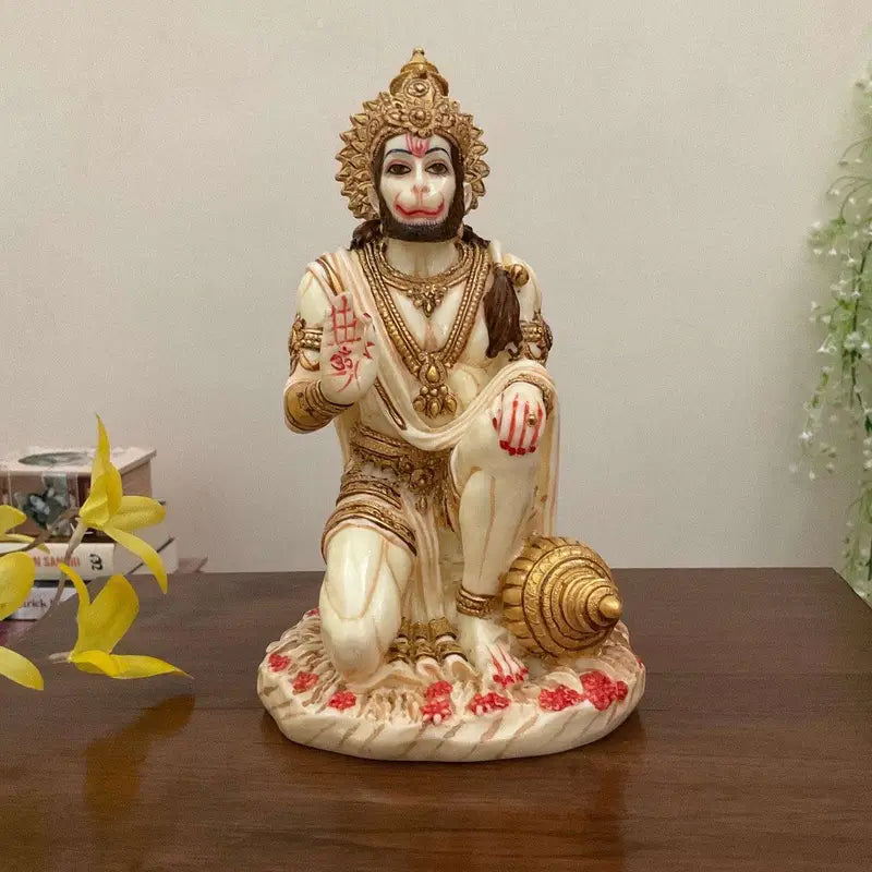 Handcrafted Lord Hanuman Idol with Gada – Resin Hindu Statue for Home Decor, Pooja & Gifts (BLACKLUXE CRAFTS) - BLACKLUXECRAFTS