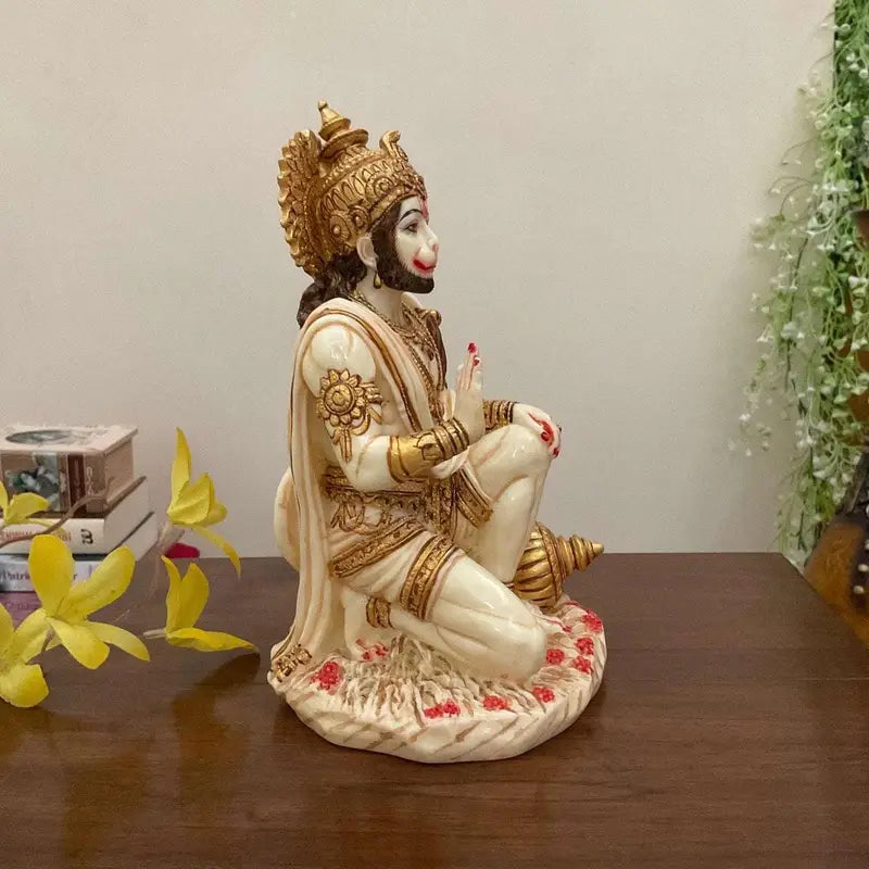 Handcrafted Lord Hanuman Idol with Gada – Resin Hindu Statue for Home Decor, Pooja & Gifts (BLACKLUXE CRAFTS) - BLACKLUXECRAFTS