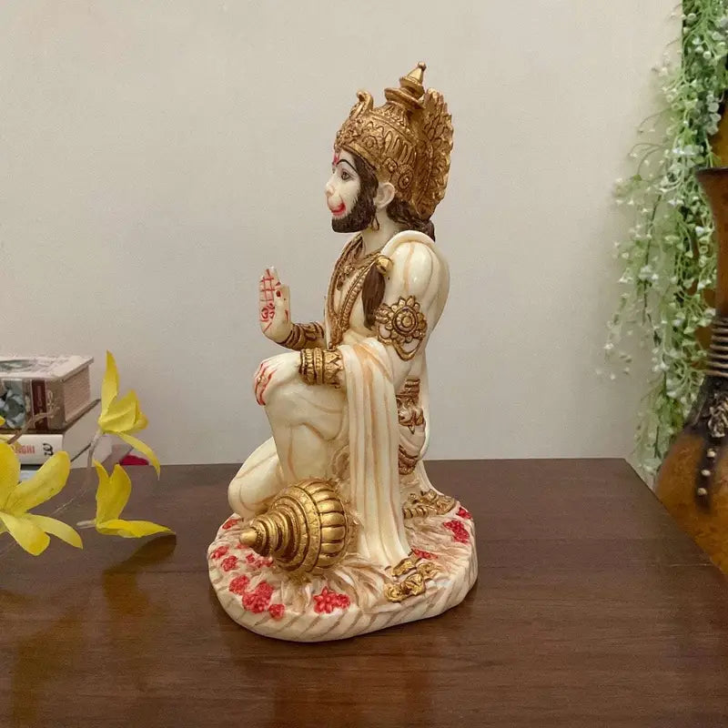 Handcrafted Lord Hanuman Idol with Gada – Resin Hindu Statue for Home Decor, Pooja & Gifts (BLACKLUXE CRAFTS) - BLACKLUXECRAFTS