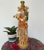 Handcrafted Lord Krishna Playing Flute Statue – Golden Hindu God Idol for Home Decor, Spiritual Gift & Meditation Altar (BLACKLUXE CRAFTS) - BLACKLUXECRAFTS