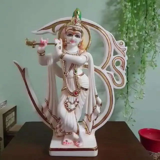 White Marble Look Lord Krishna Statue with Flute – Hindu God Idol for Home Temple, Spiritual Decor & Indian Gift
(BLACKLUXE CRAFTS) - BLACKLUXECRAFTS