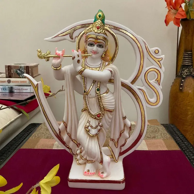 White Marble Look Lord Krishna Statue with Flute – Hindu God Idol for Home Temple, Spiritual Decor & Indian Gift
(BLACKLUXE CRAFTS) - BLACKLUXECRAFTS