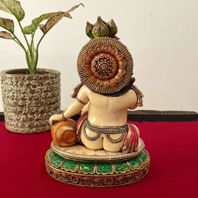 Baby Krishna Statue Eating Butter – Bal Gopal Hindu God Idol for Home Temple, Pooja Decor & Spiritual Gift
(BLACKLUXE CRAFTS) - BLACKLUXECRAFTS