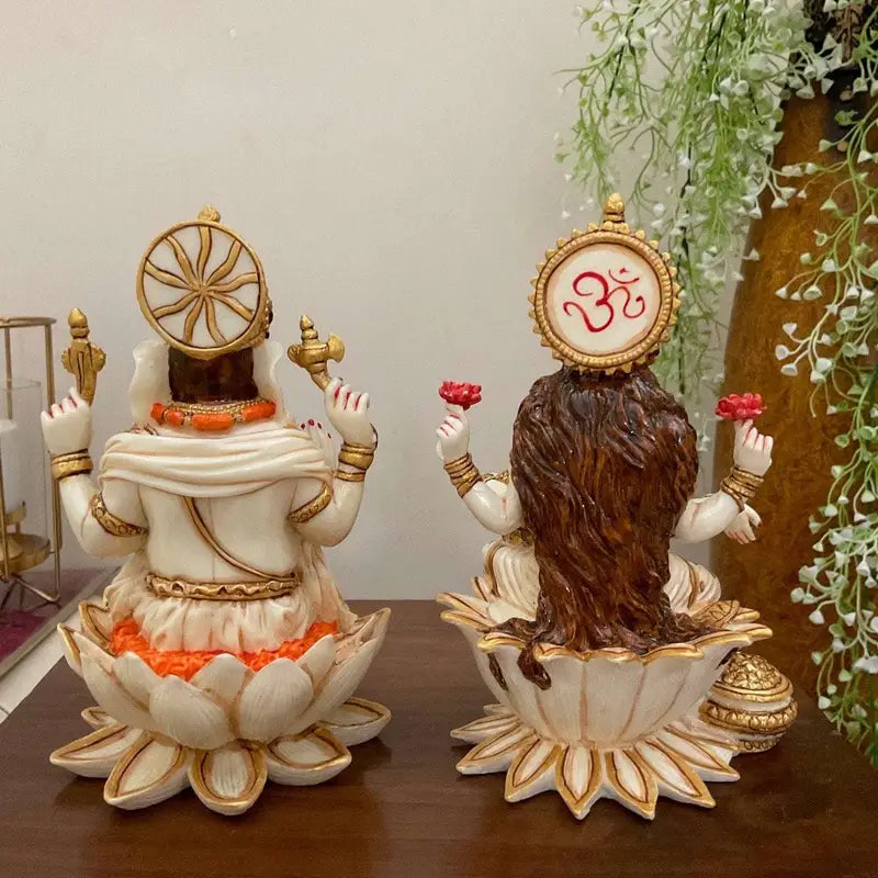 Luxury Marble Lakshmi & Ganesha Idol Set – Handcrafted Hindu Statues for Home Temple & Festival Décor (BLACKLUXE CRAFTS) - BLACKLUXECRAFTS